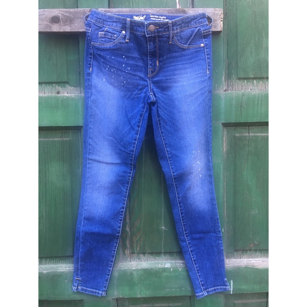 Mossimo Mid-Rise Jeggings with paint splatter